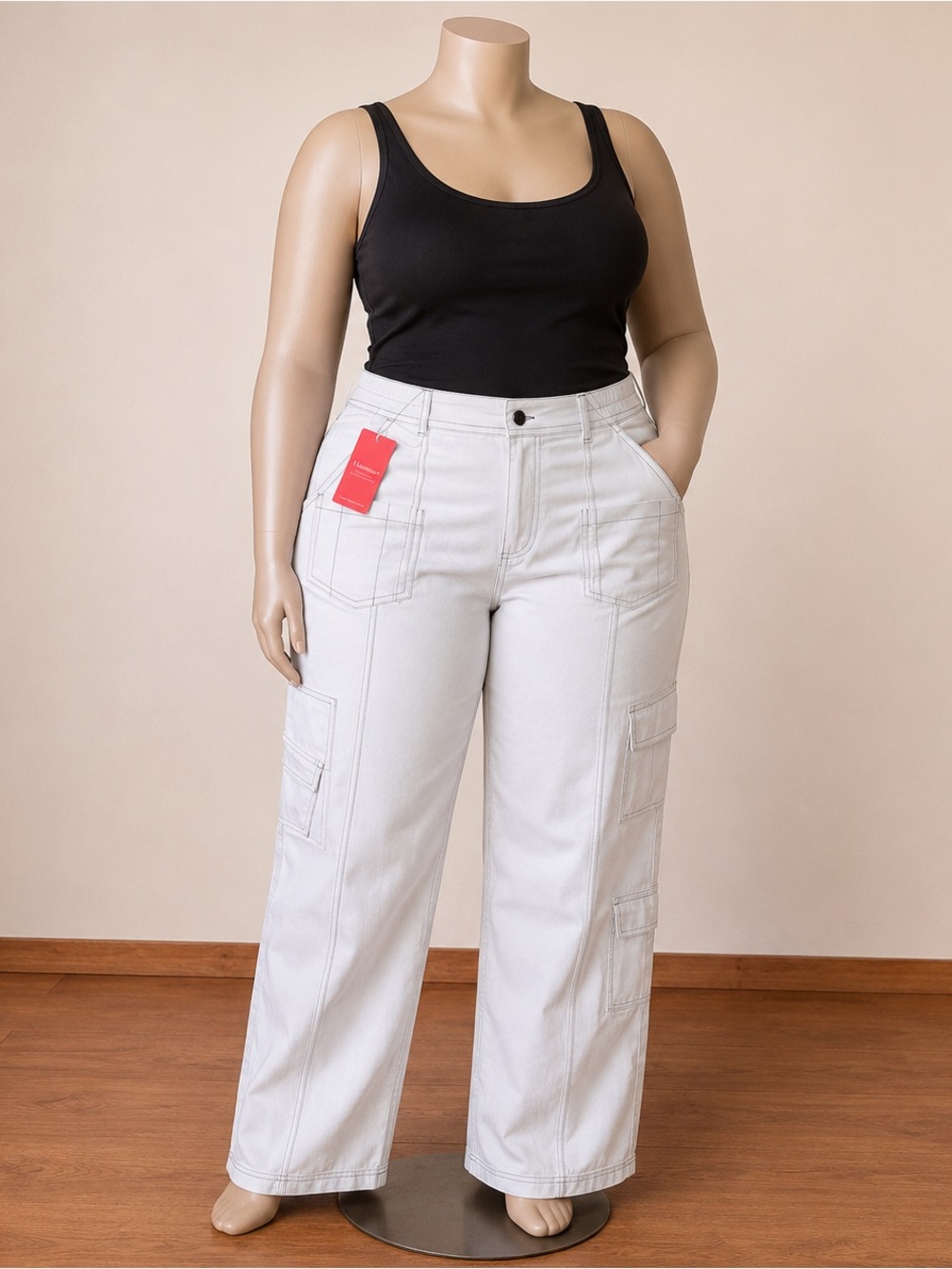 Women’s White Wide Leg Utility Jeans